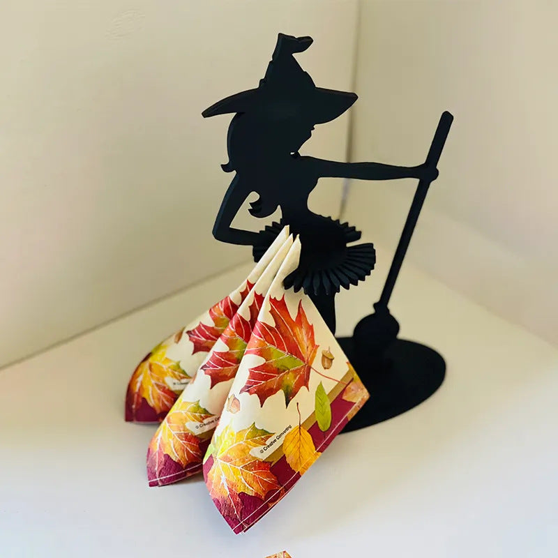 Witch Napkin Holder wooden Halloween witch napkin holder kitchen restaurant decoration ornaments