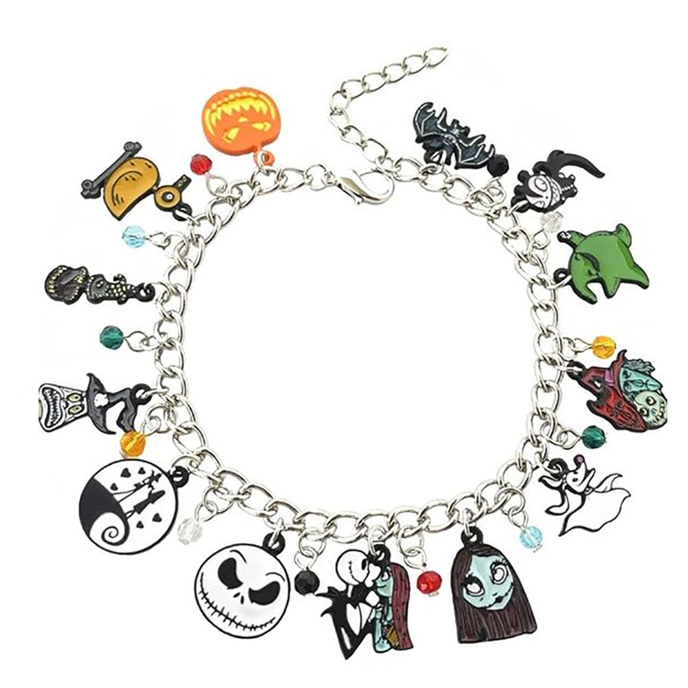 Amazon New Halloween Combination Bracelet Pumpkin Head Spider Bat Ghost Pendant Holiday Decoration Gift
