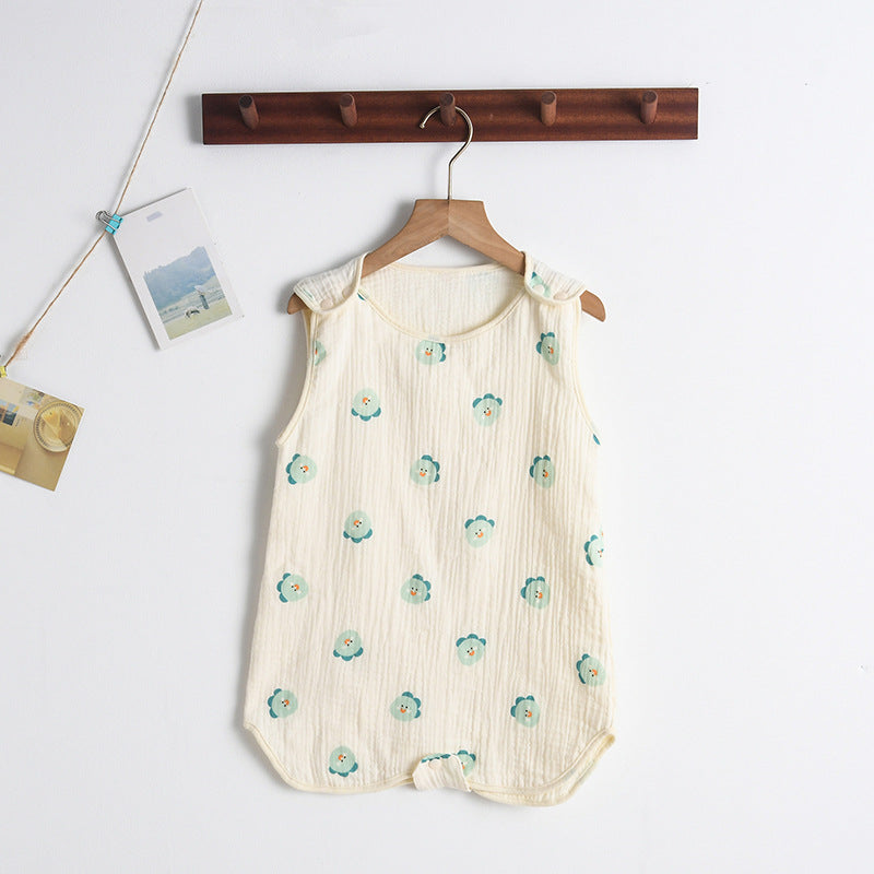 Newborn baby sleeping bag baby gauze sleeping bag children spring and summer thin anti-kick quilt four seasons universal children's pajamas