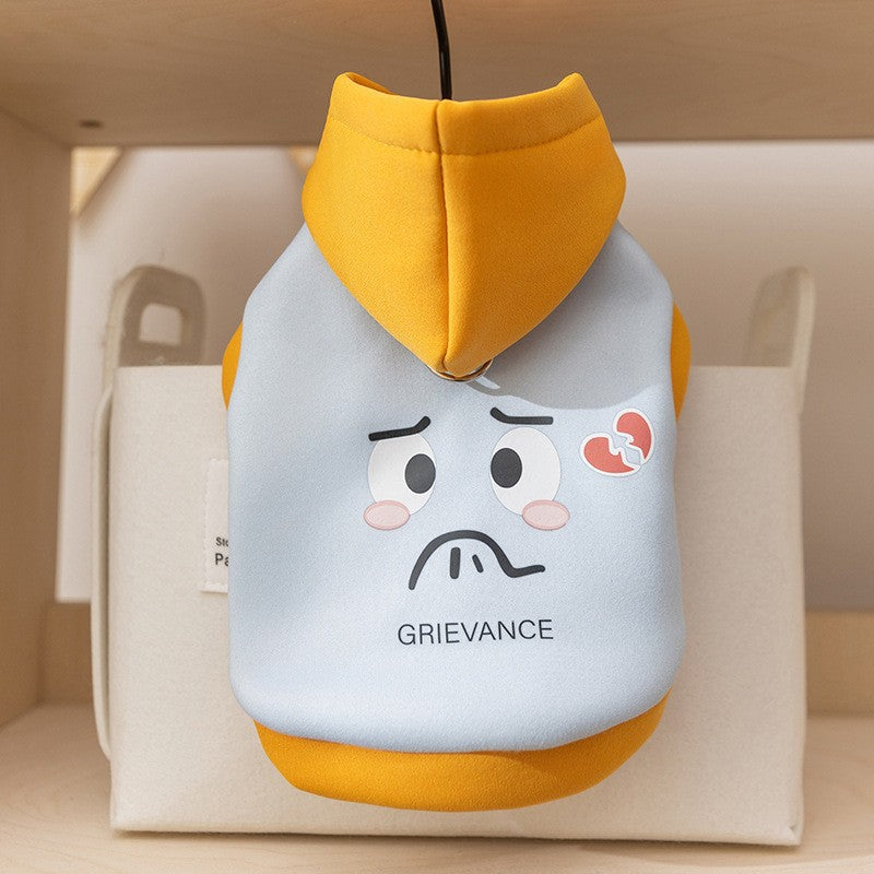 Autumn and winter dog clothes thin fleece warm hooded sweatshirt funny cat two-legged pet clothes Teddy transformation outfit