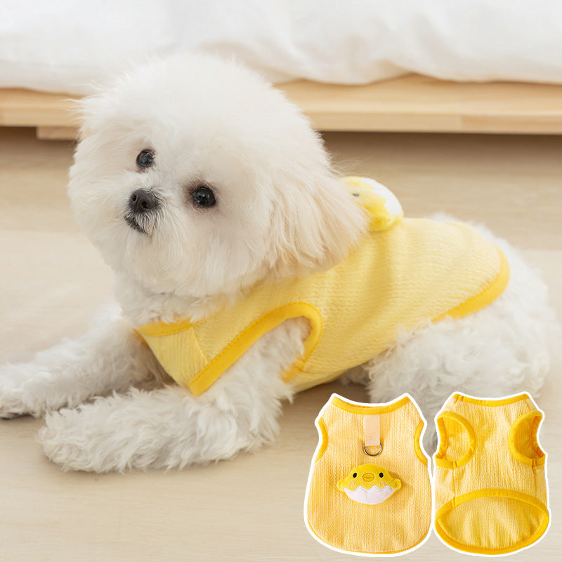 Three-dimensional small flower traction sling spring and summer thin dog clothes Teddy Yorkshire terrier small puppy pet clothes