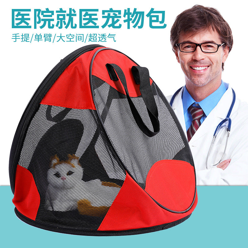 Portable cat bag for going out, portable, triangular, lightweight, portable, breathable, foldable pet bag for cats, dog bag, injection sterilization bag