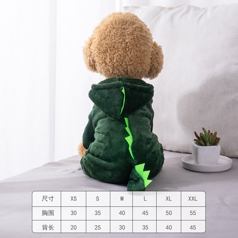 Pet clothes transformation clothes coral fleece autumn and winter dinosaur four-legged dog winter clothes cat pet clothes wholesale