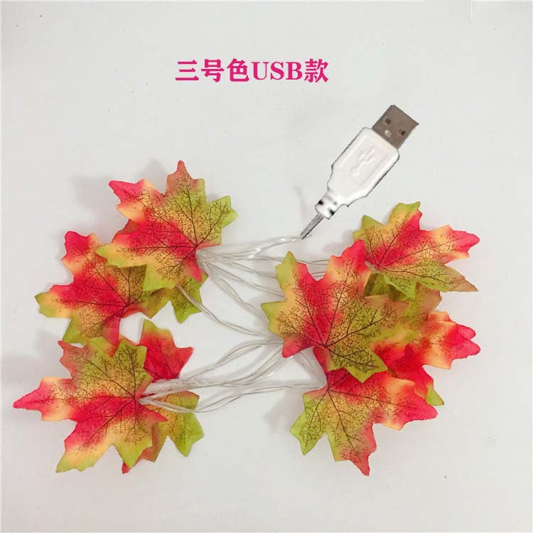 New Christmas LED light string pumpkin maple leaf light string battery box solar Halloween decoration light string