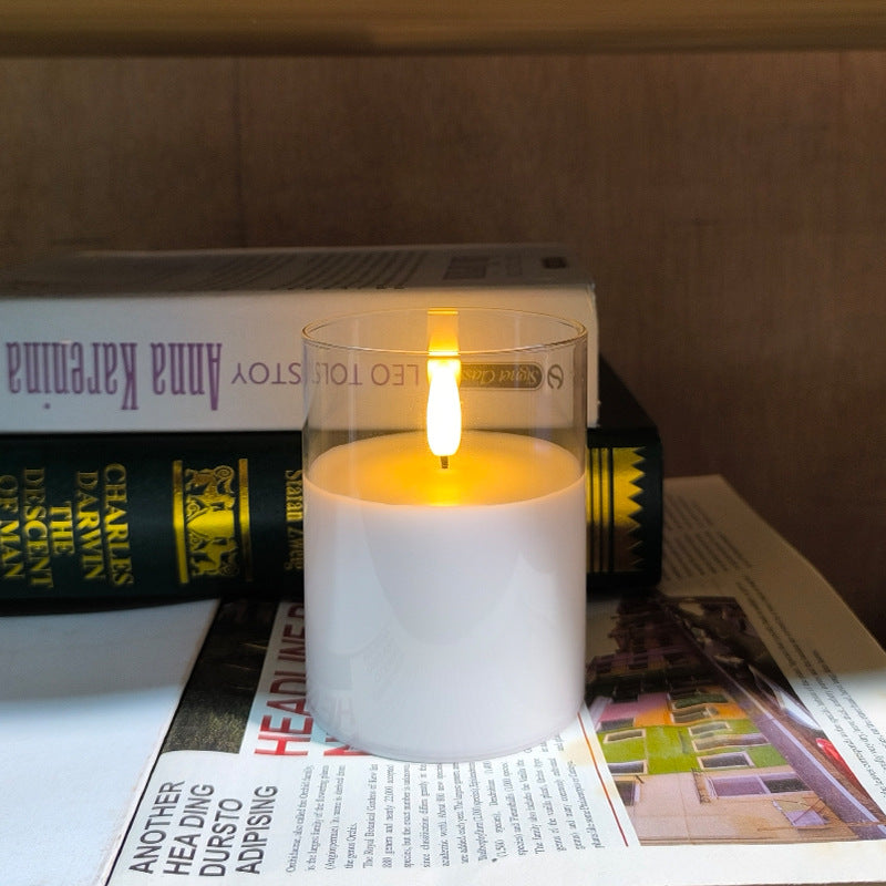 Glass shell electronic candle lamp with replaceable battery party romantic atmosphere lamp Christmas Halloween decoration lamp