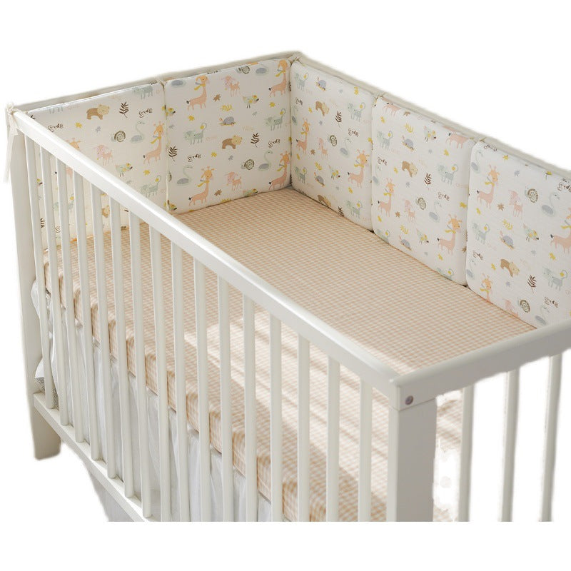 Baby crib surround ins new cartoon embroidery pure cotton anti-collision free combination gauze bed back baby bedding