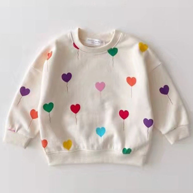 Category A infant suit stylish love balloon boy and girl children's clothing sweatshirt pants baby pure cotton split two-piece suit