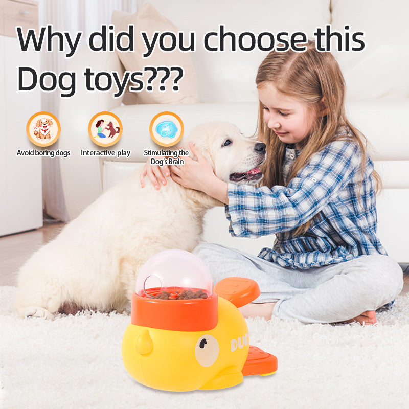 Cross-border temu toy little yellow duck pet cat automatic feeder intelligent interactive dog feeding machine puppy leaking food