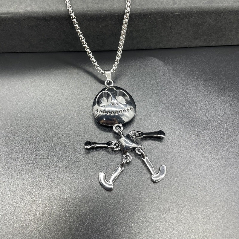 Retro Hip Hop Skull Titanium Steel Necklace Men and Women Domineering Skull Pendant Necklace Halloween Dress Up Gift Pendant