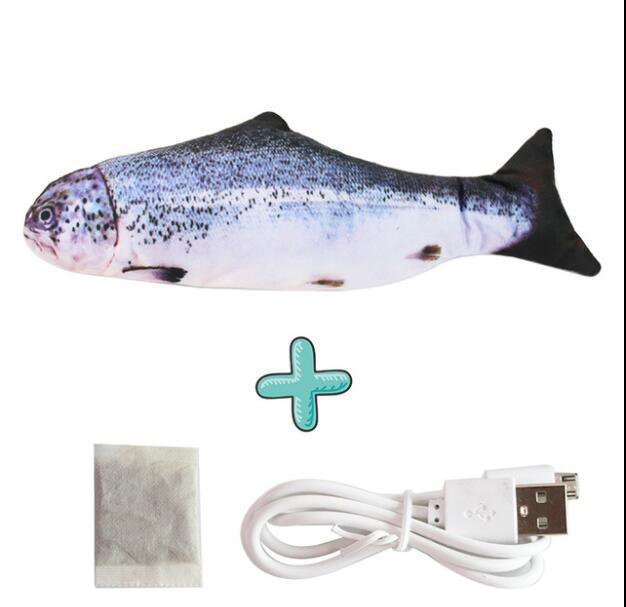 Cross-border electric fish to tease cat fish USB charging pet toy wagging tail jumping fish plush cat toy simulation fish