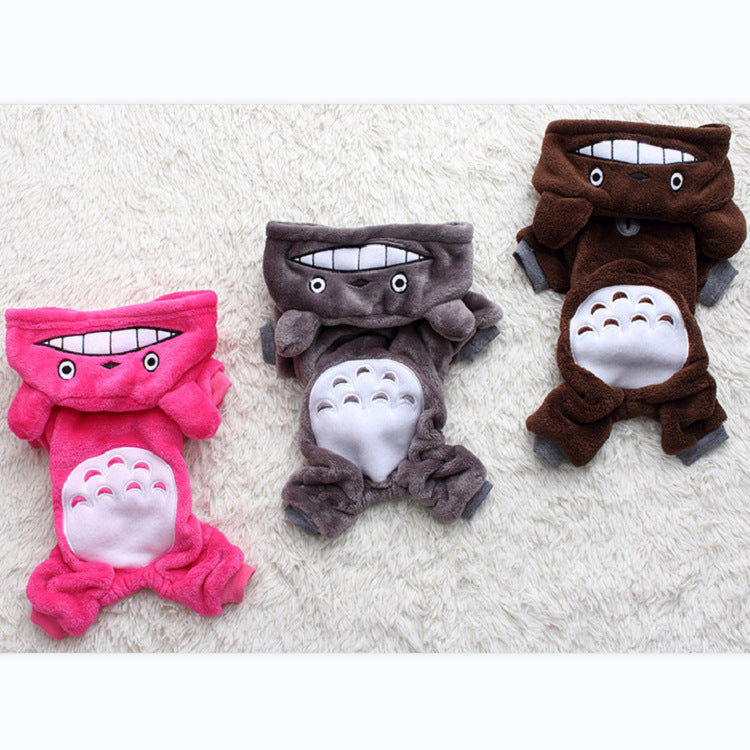 Cat Transformation Suit Teddy Small Dog Costume Warm Dog Clothes Pet Clothes Autumn and Winter Models Four-legged Hooded