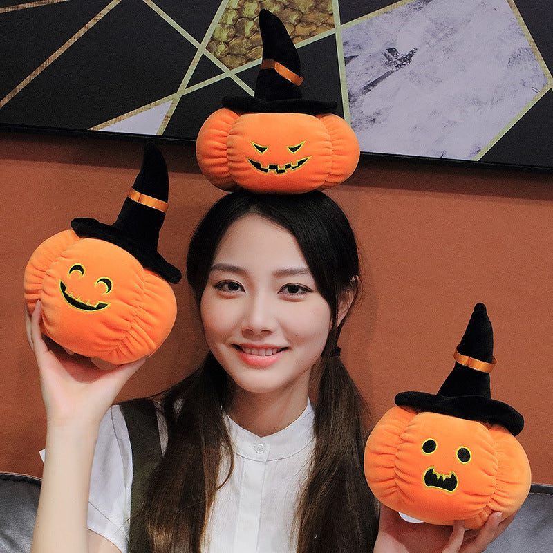 Catching machine doll Halloween cartoon spoof pumpkin doll plush toy down cotton plush toy pillow gift
