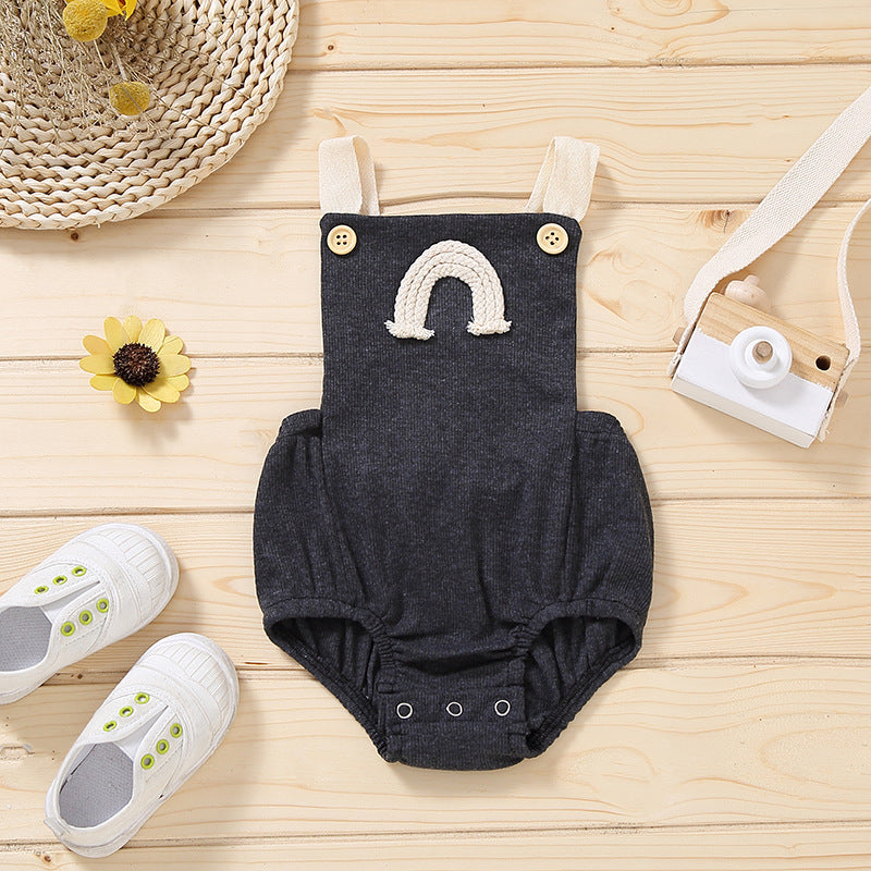 Sleeveless concealed buckle general male and female baby onesies spot cotton non-hooded triangle climbing