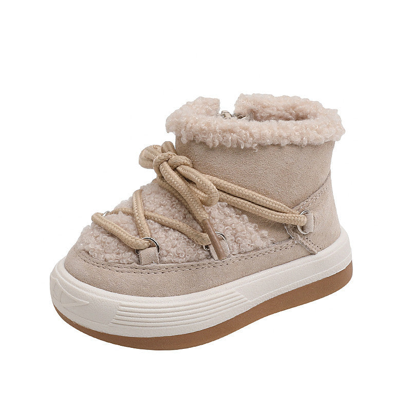 Factory direct supply baby girl snow boots new winter high top boy cotton shoes plus velvet warm Korean version baby cotton