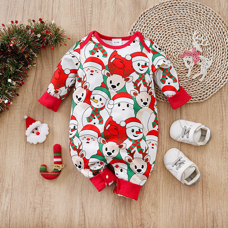 Autumn and winter Christmas baby jumpsuit baby clothes long-sleeved newborn crawling clothes baby Christmas clothing cross-border