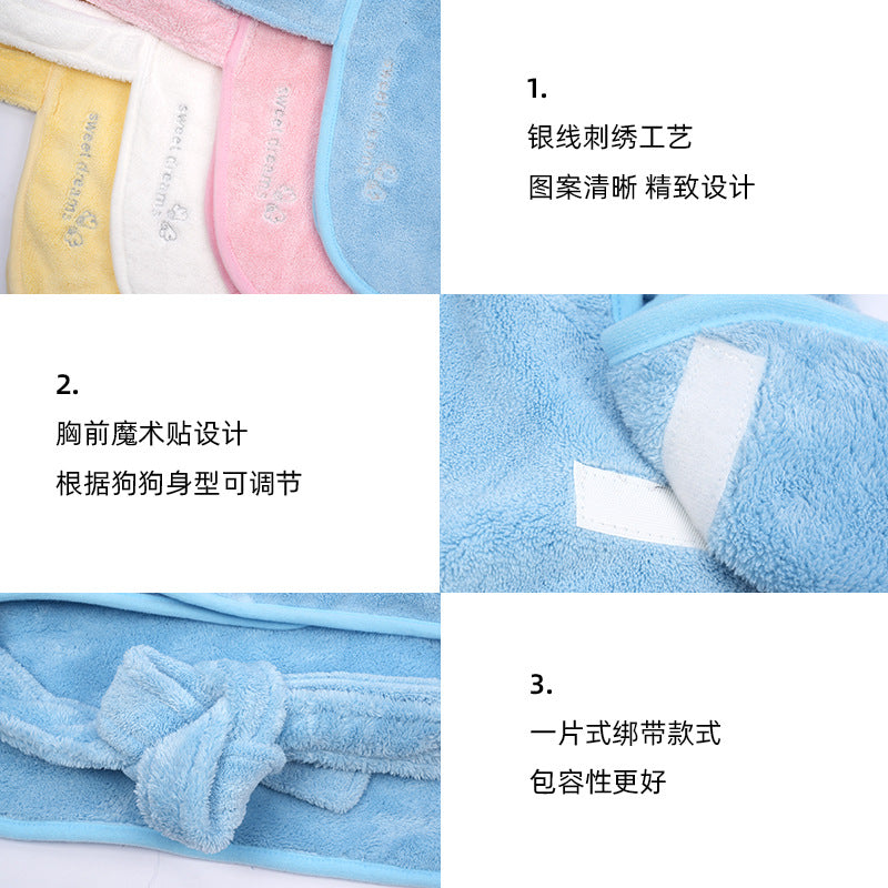 Pet bathrobe for small and medium-sized dogs, dog absorbent towel, Teddy Schnauzer soft full-wrapped towel clothes bathrobe