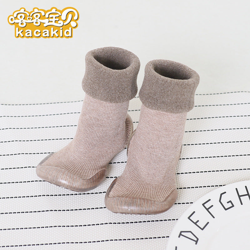 Anti-slip children's indoor shoes, baby floor shoes, outdoor rubber-soled children's shoes, toddler shoes, terry winter shoes and socks