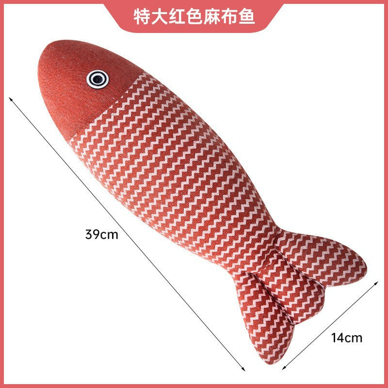 Extra Large Pet Catnip Fish Toy Cat Toy Cat Toy Cat Sackcloth Fish Self-Hi Catnip Doll Cat Toy