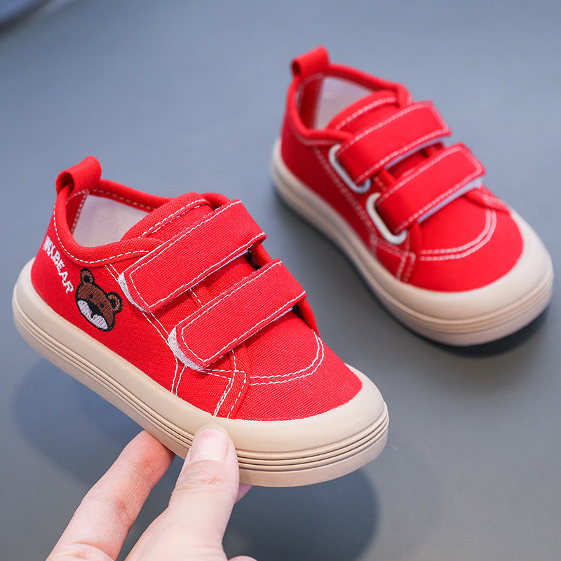 Children's shoes wholesale children's canvas shoes girls' skate shoes small and medium children's Velcro male baby kindergarten soft-soled indoor shoes