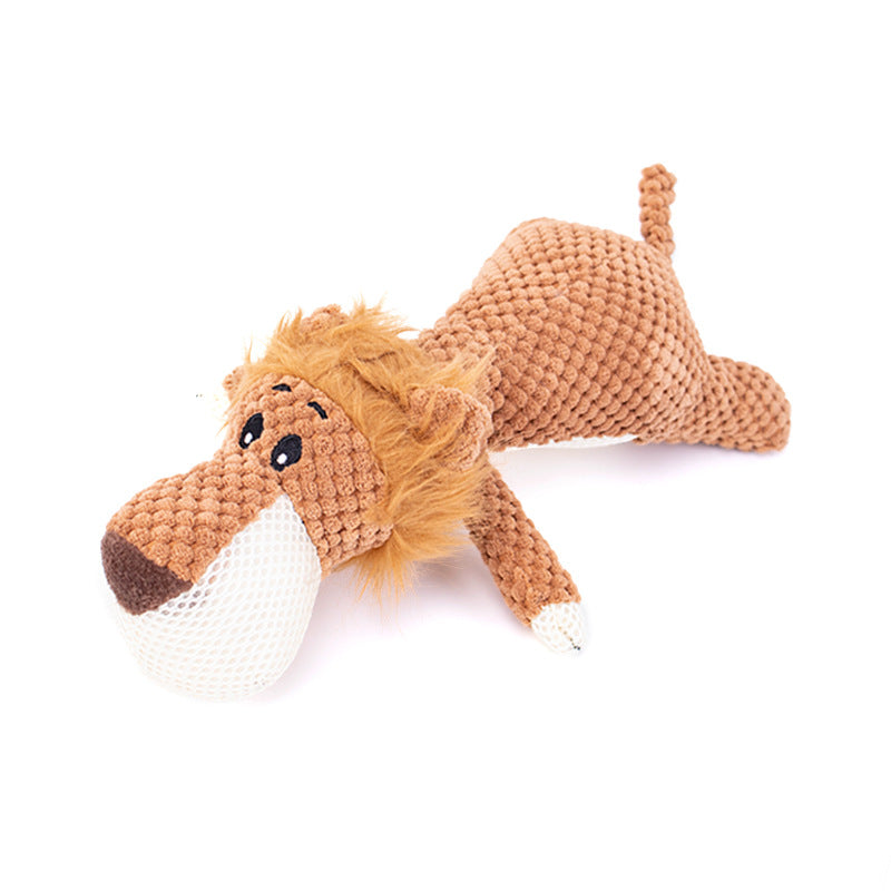 Cross-border pet plush toy, dog vocal toy, prone lion, elephant, wolf molars, bite-resistant companion toy
