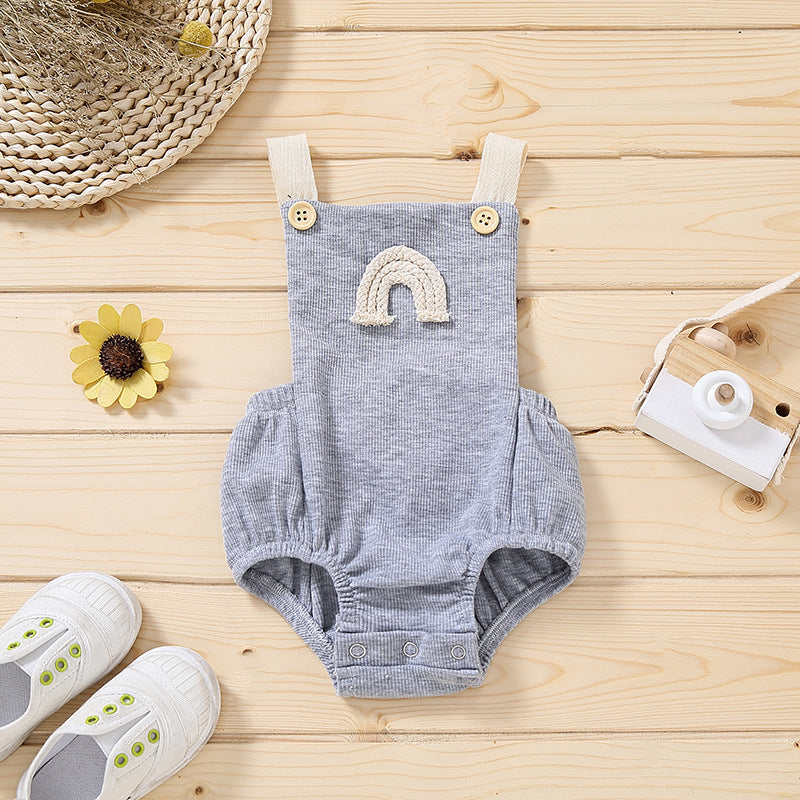 Sleeveless concealed buckle general male and female baby onesies spot cotton non-hooded triangle climbing