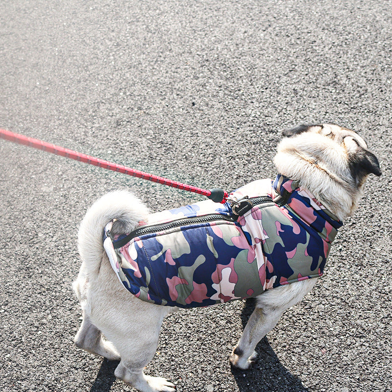 Plush and thickened cold-proof warm pet cotton coat waterproof autumn and winter dog cotton coat ski suit small, medium and large dog clothes