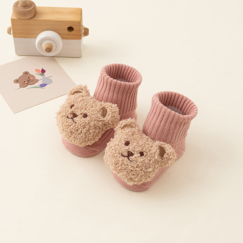 Newborn baby socks terry plus velvet thickened autumn and winter baby mid-calf non-slip floor socks toddler socks wholesale