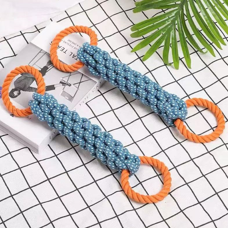 Pet dog cotton rope toy corn stick interactive strong bite resistant dog decompression boredom dog tug of war rope knot ball toy