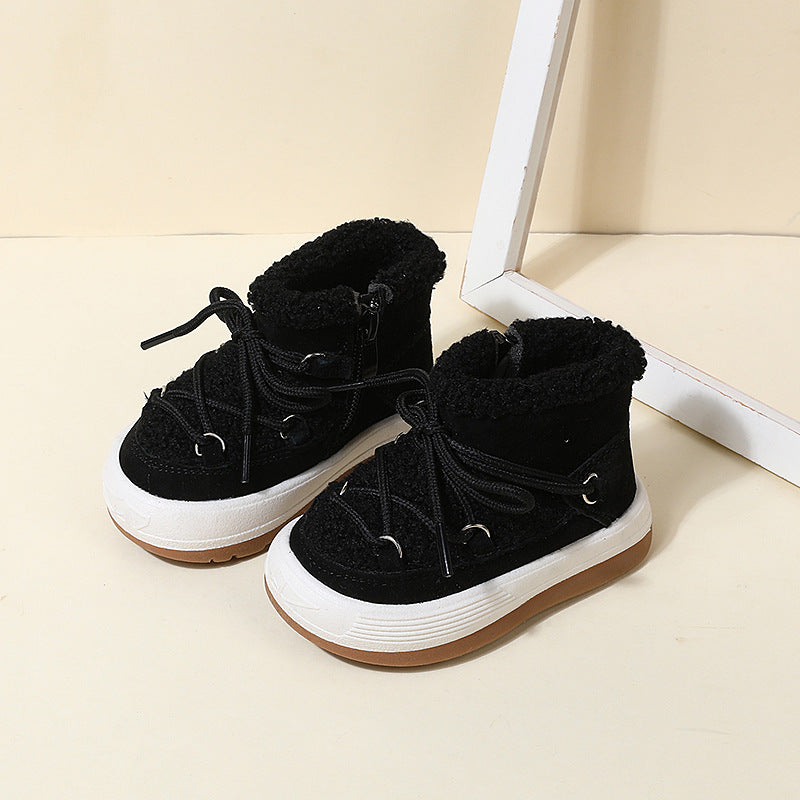 Factory direct supply baby girl snow boots new winter high top boy cotton shoes plus velvet warm Korean version baby cotton