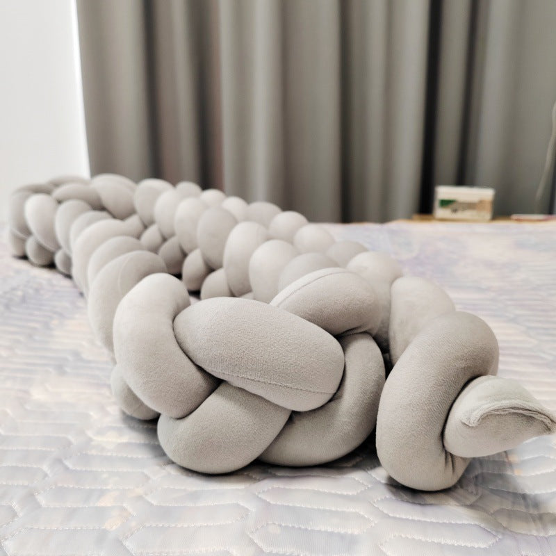 Baby crib surround ins new hand-woven long knotted ball three-strand braid anti-collision soft bag baby crib surround