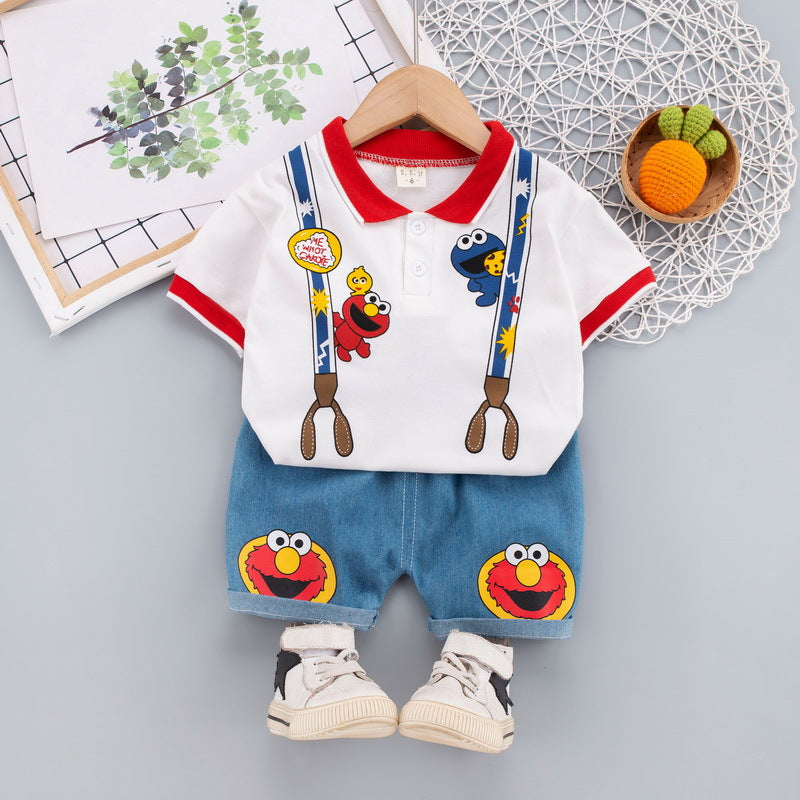 2023 children's clothing summer new style children's clothing boys baby infant suit T-shirt short-sleeved two-piece suit Korean version cross-border