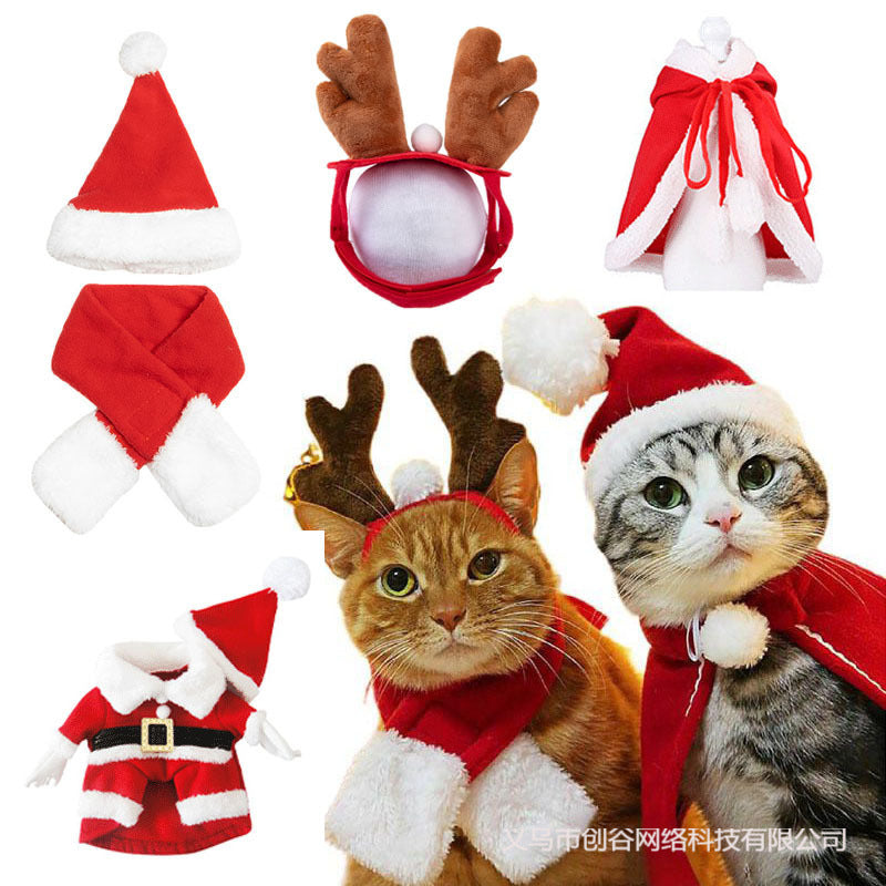Cross-border cat headband hat scarf dog clothes cat cape headdress cloak Christmas funny pet supplies
