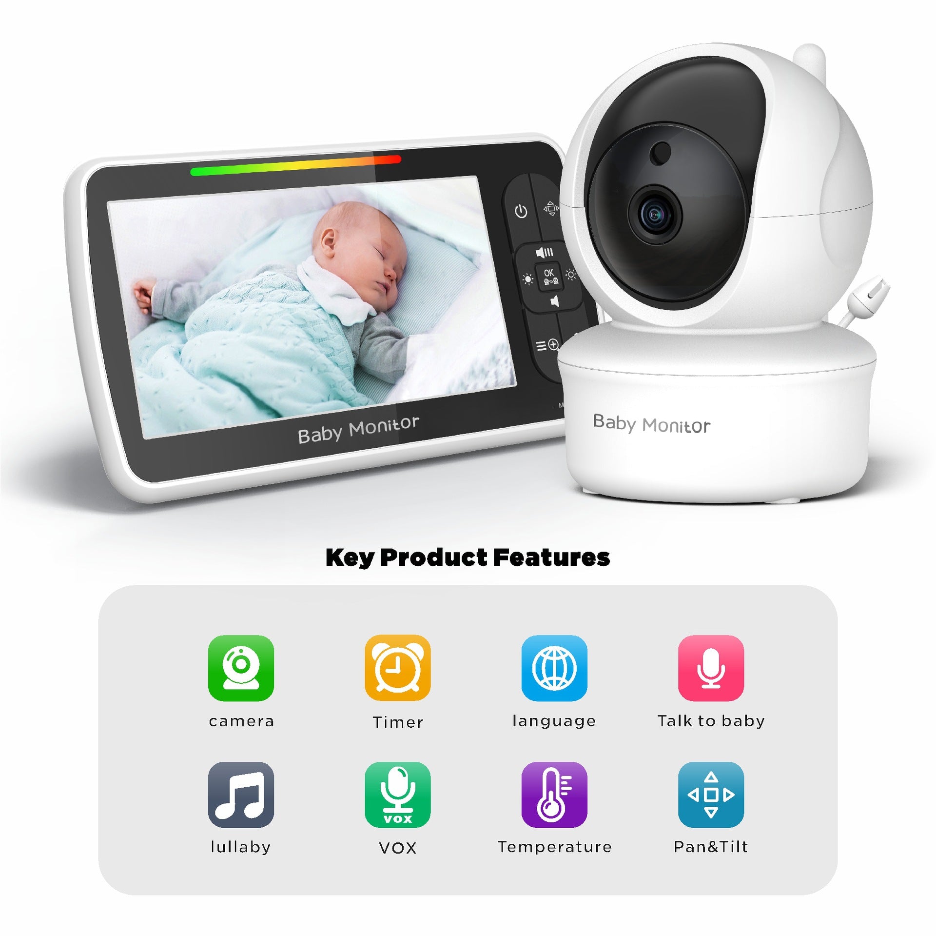 [Factory direct sale] SM6505-inch high-definition baby care device baby monitor monitor baby camera