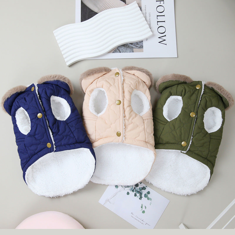 Pet clothing dog clothes autumn and winter new vest cat puppy pet clothes 22 fur collar three-color cotton coat