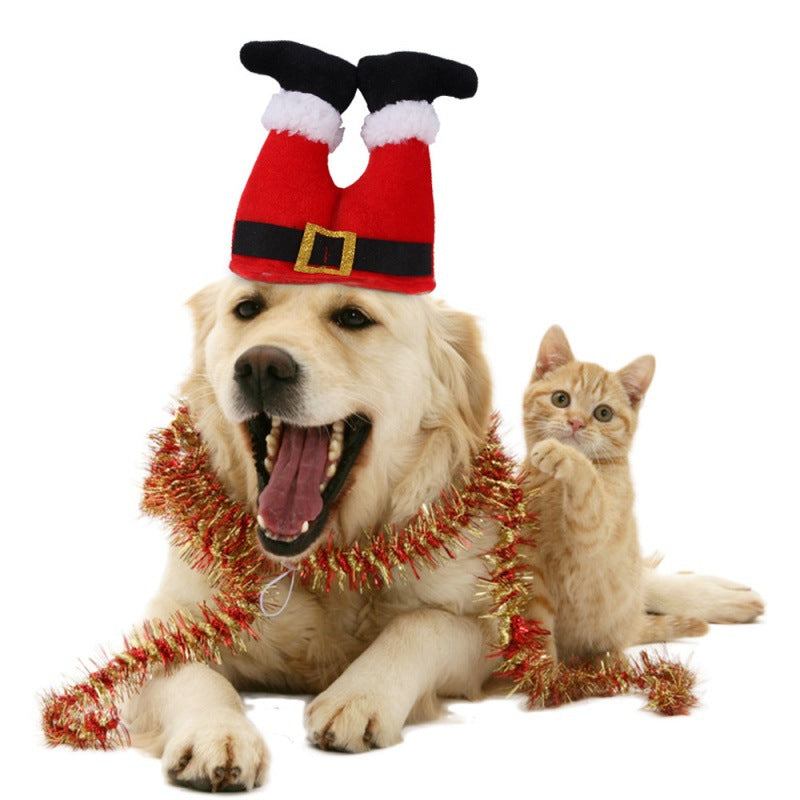 Amazon Pet Christmas Cape Hat Holiday Suit Dog Transformation Costume Christmas Dress Up Pet Clothes