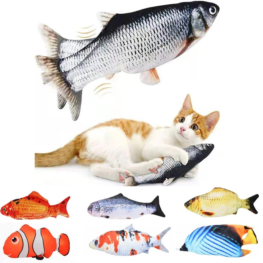 Cross-border electric fish to tease cat fish USB charging pet toy wagging tail jumping fish plush cat toy simulation fish