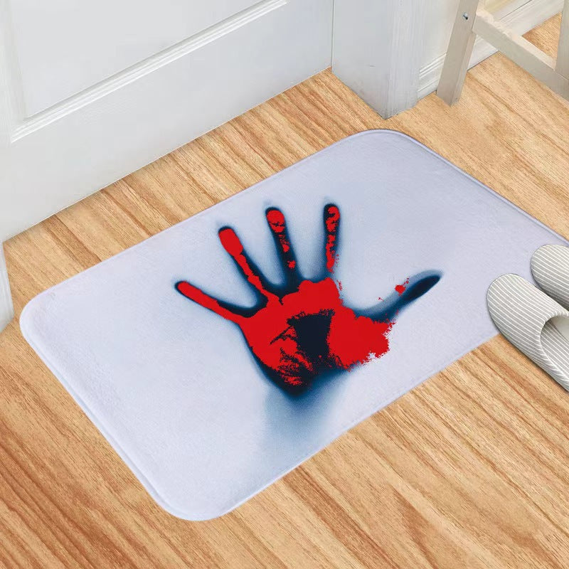 temu Amazon Halloween horror blood red footprints floor mats home bathroom entrance door mats absorbent non-slip mats