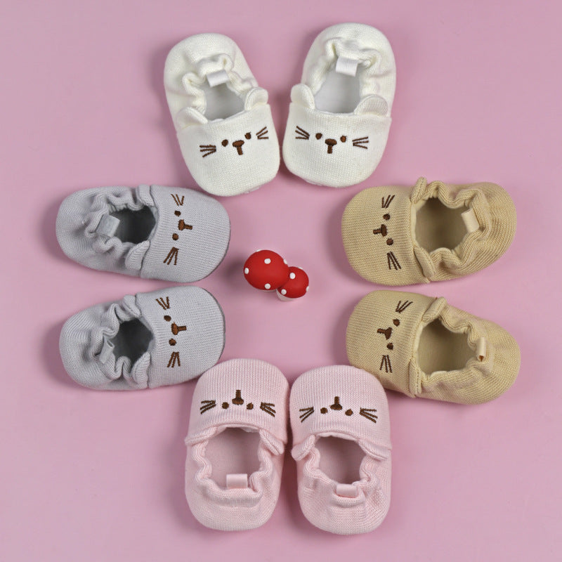 Spring and Autumn Style Cartoon 0-1 Year Old Baby Learning Shoes Knitted Wool Shoes Non-slip Soft Sole Newborn Baby Shoes