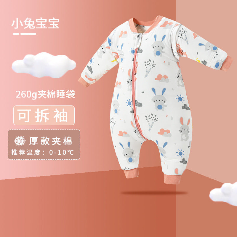 Bazaitu cross-border infant baby anti-kicking blanket pure cotton anti-startle thickened autumn and winter children's split-leg sleeping bag