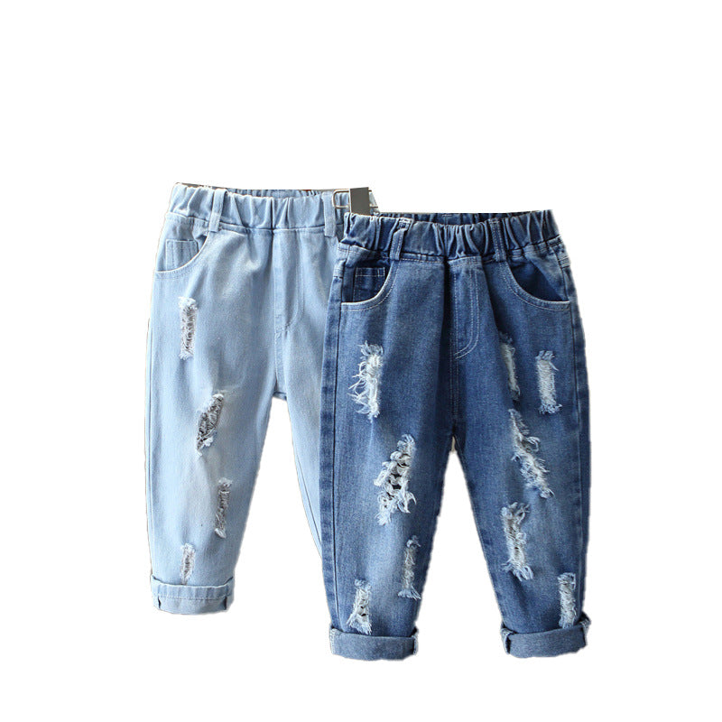 Boys jeans spring and autumn children's clothing 2024 new style children's street style handsome spring baby pants trendy cool