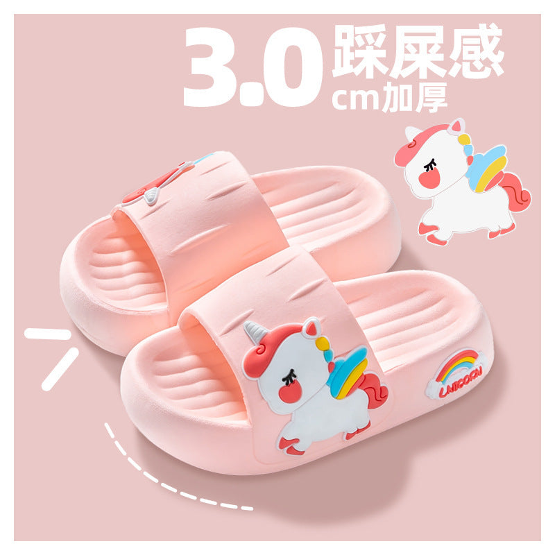 Children's slippers that feel like stepping on shit, summer girls' indoor home soft-soled cute unicorn baby little girl's slippers