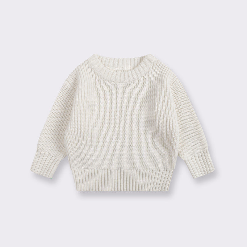 Baby sweater round neck boys pullover girls spring autumn winter baby base knitted sweater children's sweater base shirt