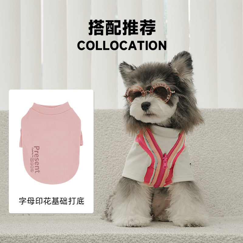 Pet cat and dog autumn and winter vest candy color double-sided wear cotton coat schnauzer basic versatile puppy dog clothes wholesale