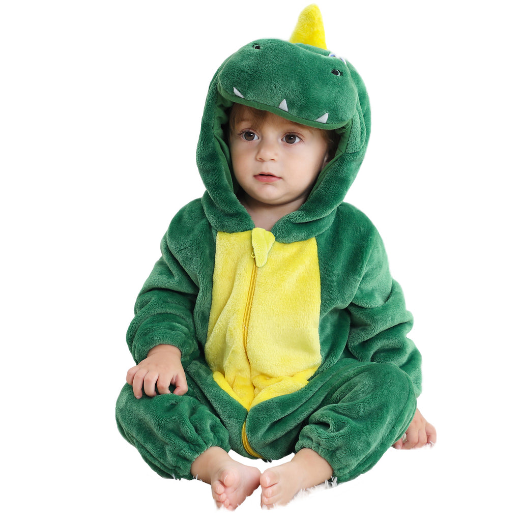 michley new children's flannel crawling clothes infant jumpsuit baby pajamas cross-border dinosaur jumpsuit