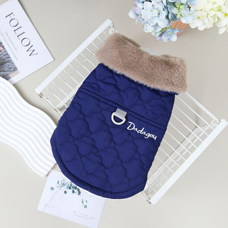 Pet clothing dog clothes autumn and winter new vest cat puppy pet clothes 22 fur collar three-color cotton coat