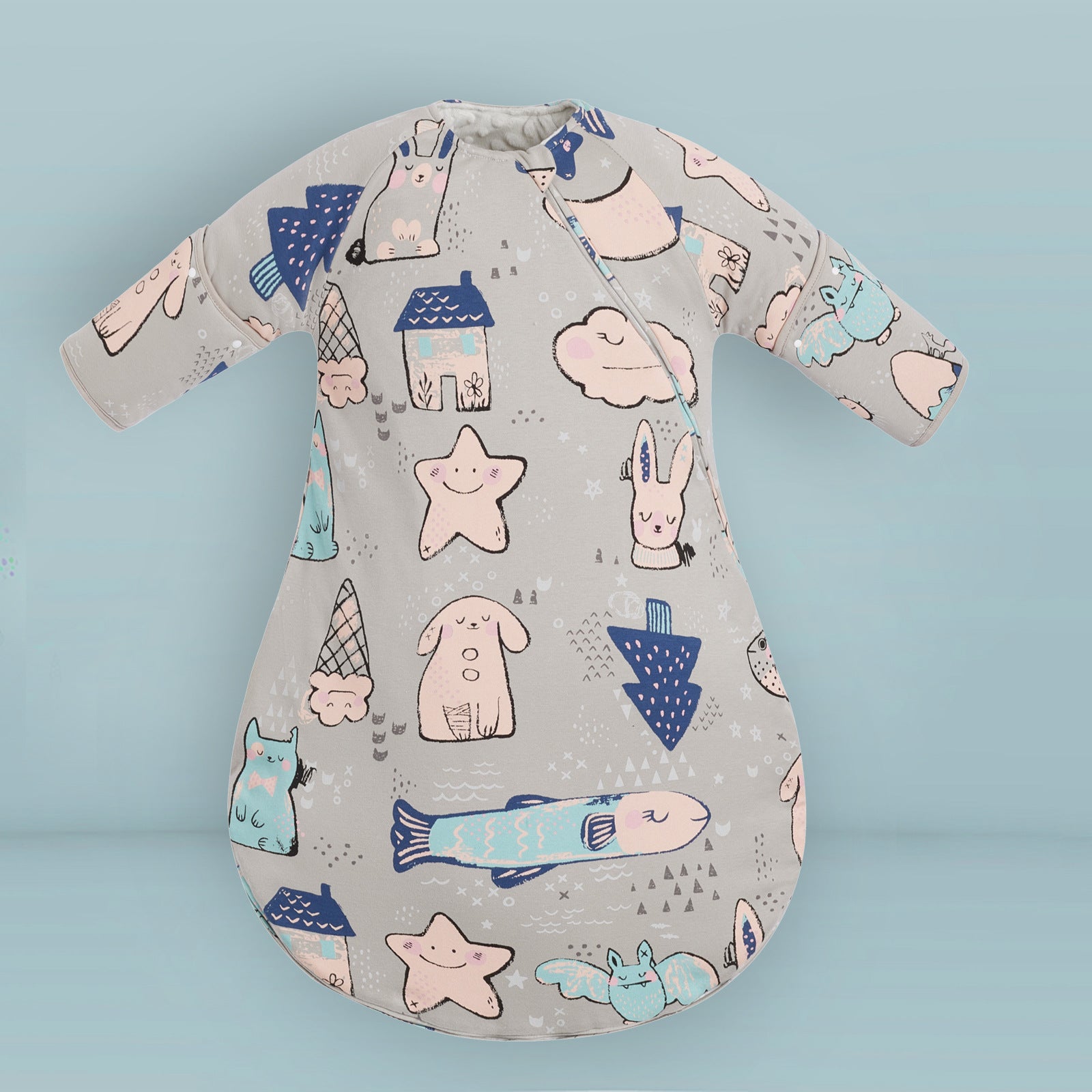 Baby A winter cotton anti-kick sleeping bag thickened children's bean velvet warm quilt soothing sleeping bag anti-kick quilt