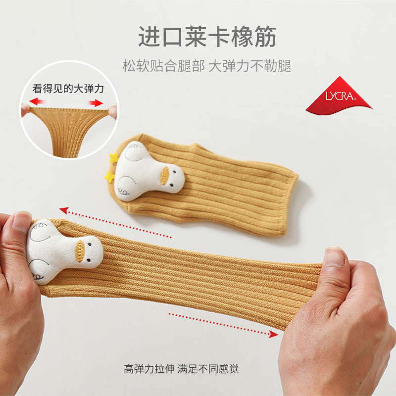 Newborn baby socks 2023 spring new baby socks cute cartoon doll boys and girls mid-tube cotton socks