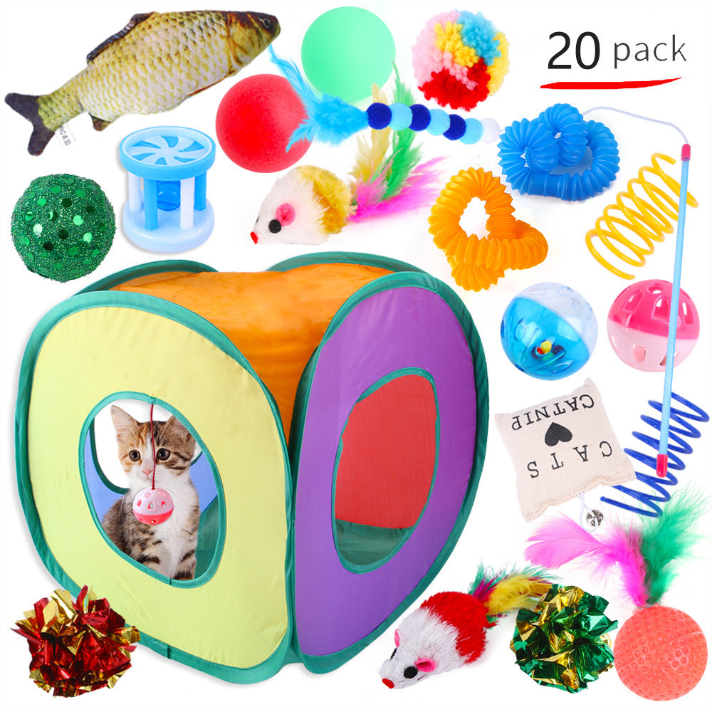 Summary of pet cat toy set 21 pieces cat channel cat teaser plush mouse Amazon combination toy