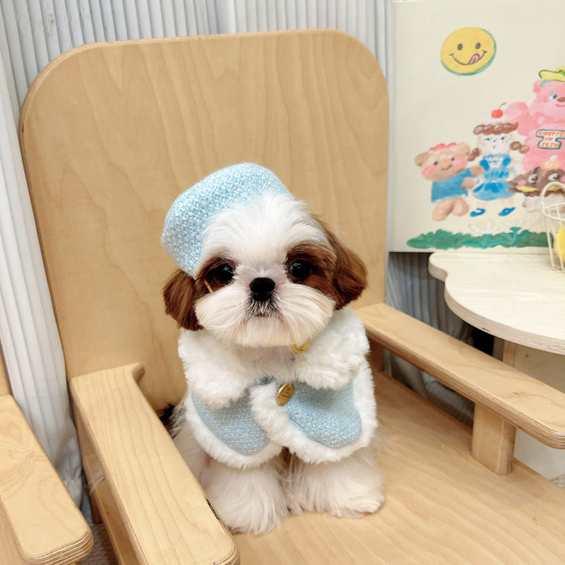 Dog Clothes Pet Autumn and Winter French Bulldog Schnauzer Bichon Maltese Shih Tzu Small Dog Small Chanel Style Cloak