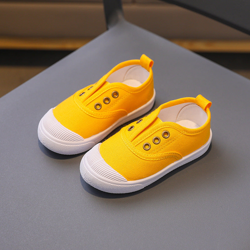 Children's shoes spring and autumn new one-step children's canvas shoes baby soft-soled shoes student kindergarten white indoor wholesale